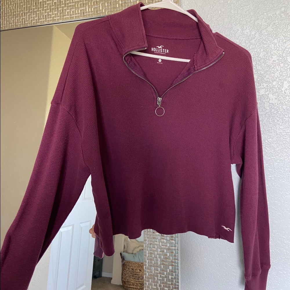 maroon hollister quarter zip